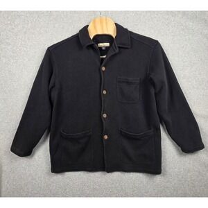 Tommy Bahama Coat Mens XL‎ Black Cotton Lined Overcoat Button Front Pockets